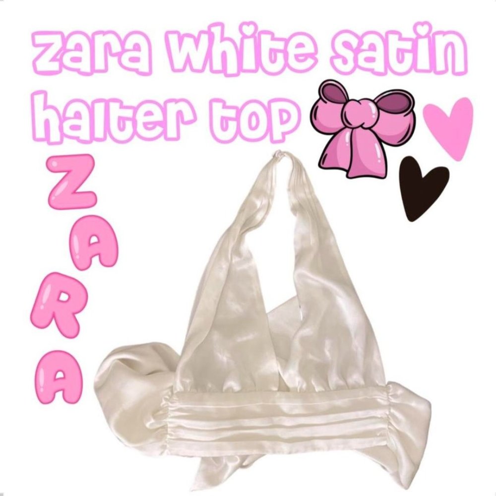 White Zara satin halter crop top